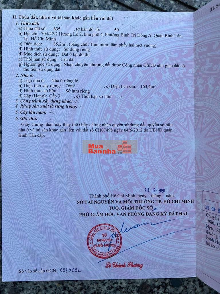 NGỘP BANK BÁN GẤP NHÀ HƯƠNG LỘ 2 HXH 4PN 3WC