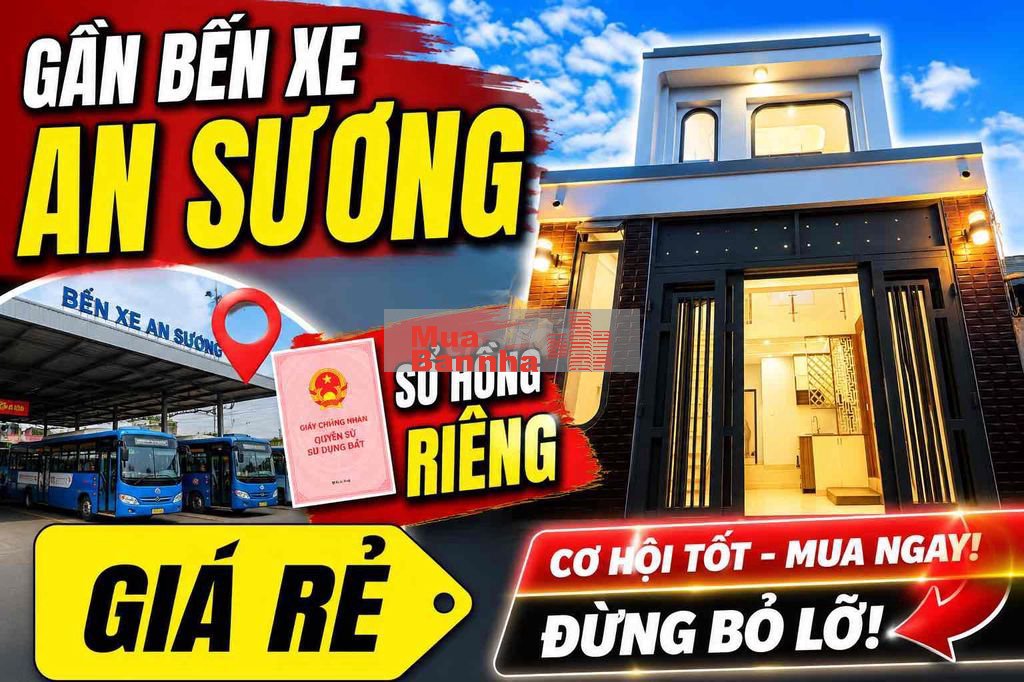 🔥nhà sổ hồng riêng gần bến xe An Sương QL22