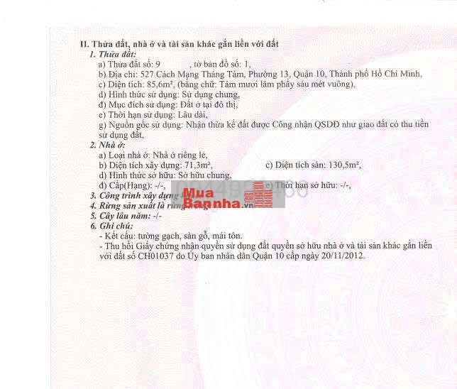 MT CÁCH MẠNG THÁNG 8, Q.10. BÁN : 39 TỶ 500