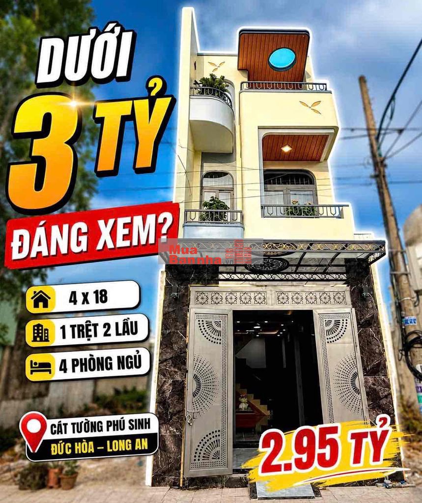 Nhà Mới Shr Hoàn công - Hg Tây 4x18 | 4 PN 1 Phòng thờ | Giá 2.95 TL