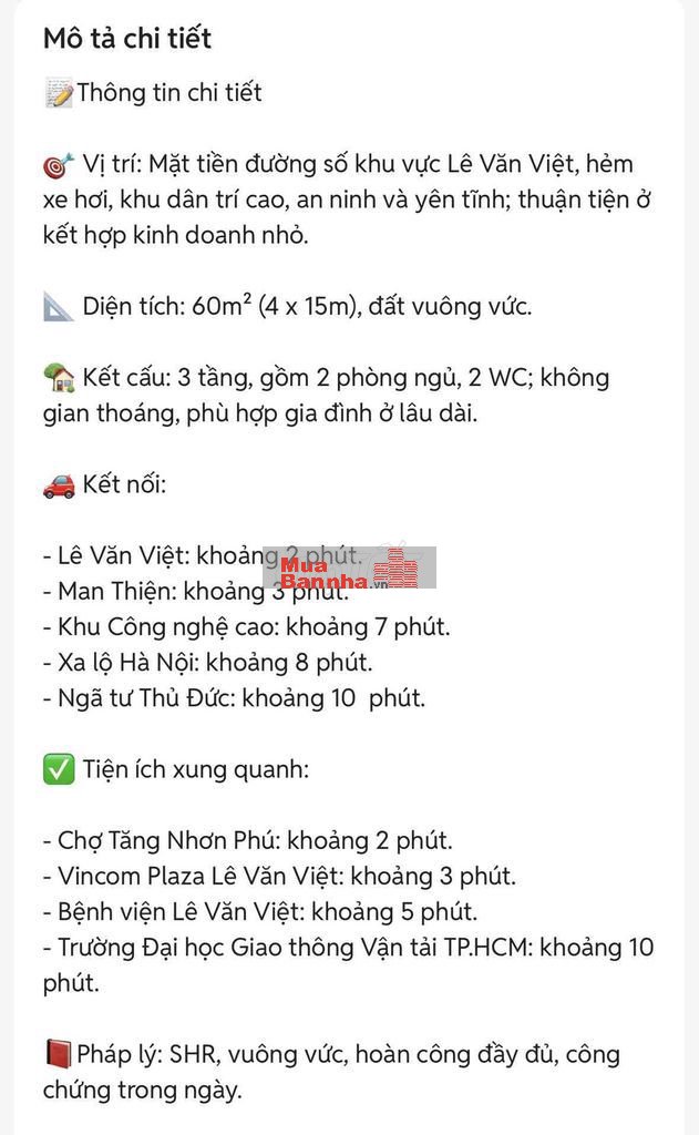 CHÍNH CHỦ BÁN NHÀ HXH ĐƯỜNG LÊ VĂN VIỆT