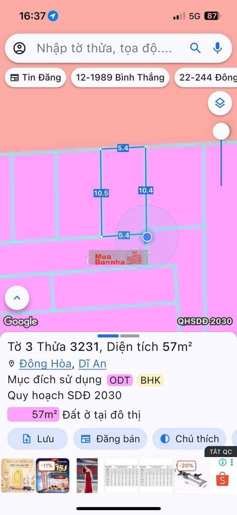 Nhà SHR p.ĐÔNG Hoà 57m2 đường ô tô Nguyễn Công Hoan vô chút