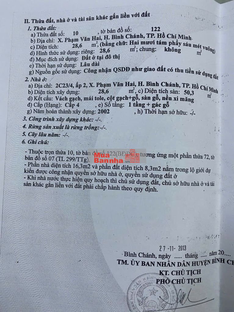 Bán căn nhà gần chợ Bà Lát, ấp 2, xã Phạm Văn Hai, Huyện Bình Chánh.