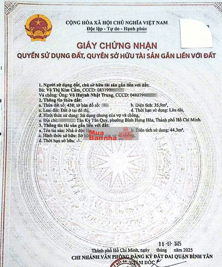 NHÀ HẺM 3M TÂN KỲ TÂN QUÝ, CN 36m2