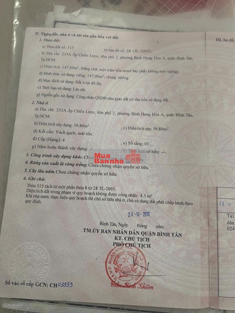 Bán nhà MTKD 233 Ấp Chiến Lược, Bình Tân, 11 tỷ