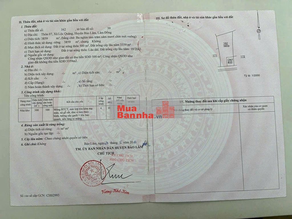 BÁN CĂN NHÀ XƯỞNG MẶT TIỀN ĐƯỜNG NHỰA TẠI BẢO LÂM