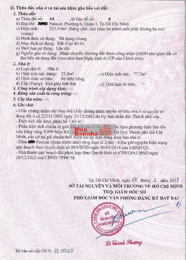 Nhà 3 tầng, Hẻm 238 Pasture, cạnh ngã tư Pasture I Võ Thị Sáu,TPHCM