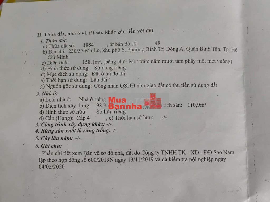 BÁN NHÀ CẤP 4 MÃ LÒ BÌNH TÂN 4mx40m, 158.1m2, 11 tỷ