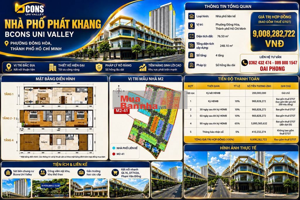 Nhà phố Bcons Uni Valley - chỉ với 9tỷ/căn !!!