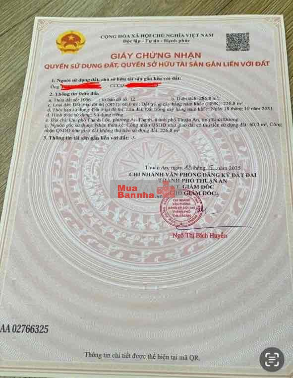 Chủ ngộp bán gấp nhà vườn gần 300m² Thuận An, giá tốt 3 tỉ 5