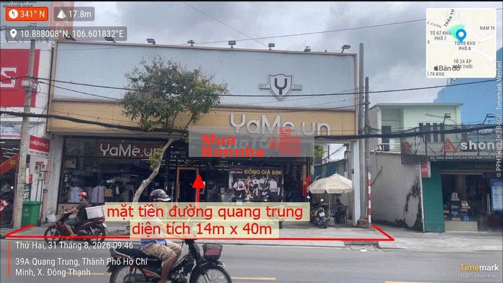 bán nhà 14m x 40m mặt tiền đường Quang Trung,gần chợ Hóc Môn giá 39 tỷ