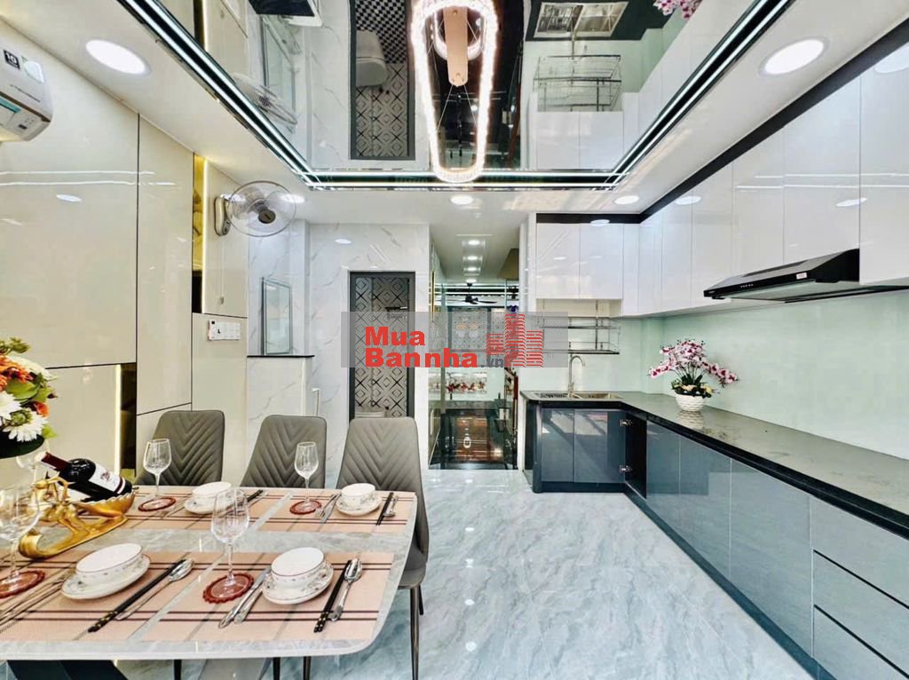 Nhà thang máy 4x15 1 lửng 3 lầu Quang Trung ngay kenh tham lương