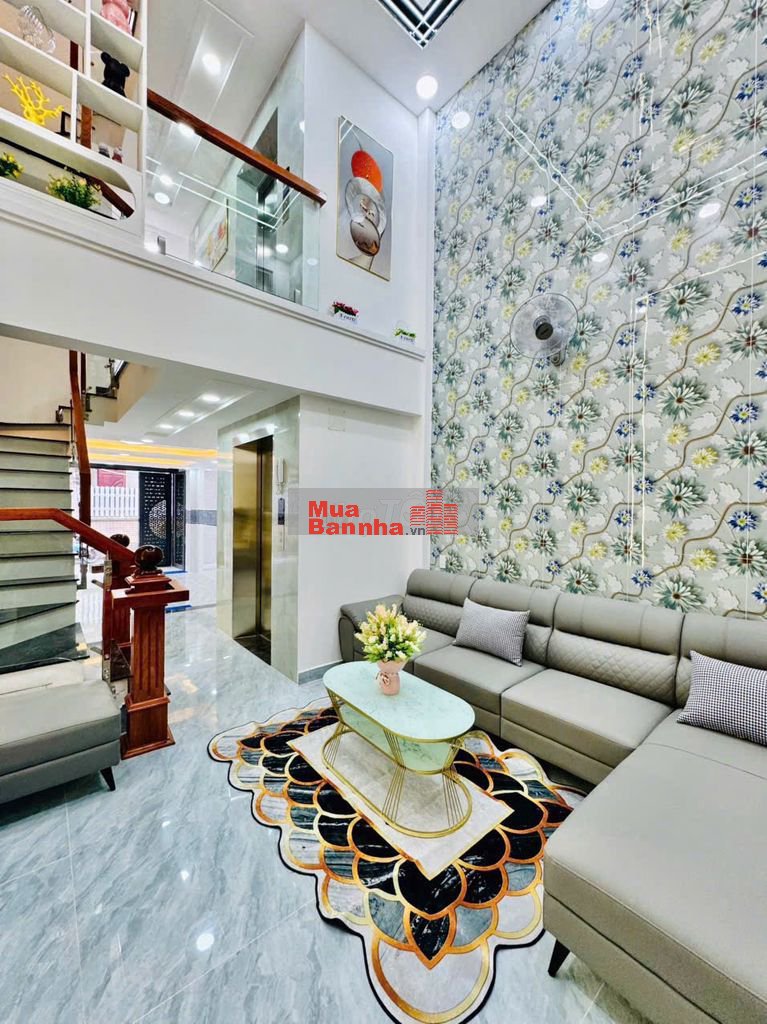 Nhà thang máy 4x15 1 lửng 3 lầu Quang Trung ngay kenh tham lương