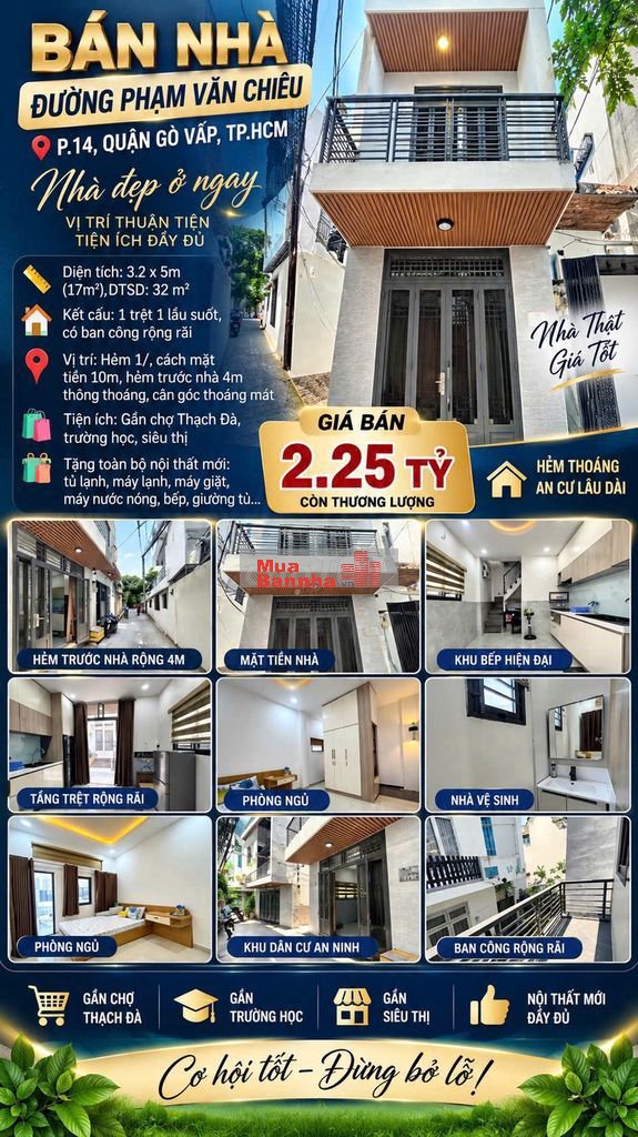 [SHR] Hẻm 4m - Phạm Văn Chiêu 17m2 1 Trệt 1 Lầu Full Nội Thất Mới